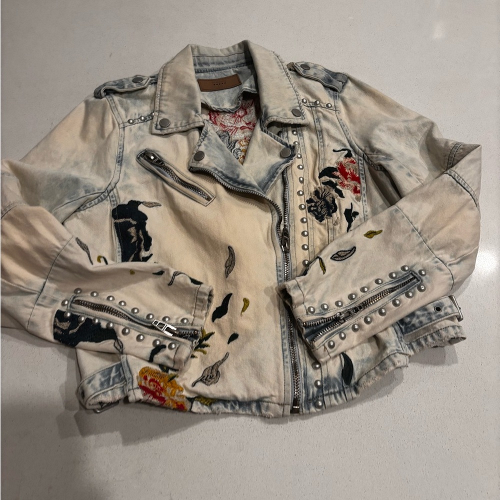 Blank NYC Light Blue Denim Jacket Embroidered